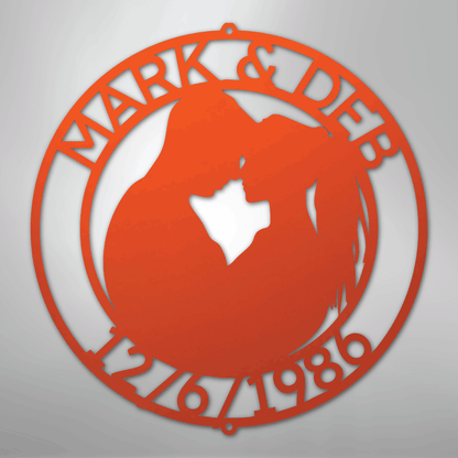 My Easy Monogram Steel Sign Orange / 24" Couple Silhouette Monogram 2 - Steel Sign