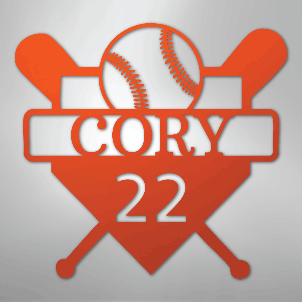 My Easy Monogram Steel Sign Orange / 24" Custom Baseball Monogram - Metal Sign