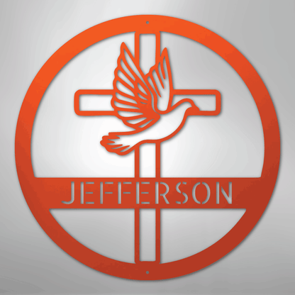 My Easy Monogram Steel Sign Orange / 24" Dove and Cross Monogram - Steel Sign