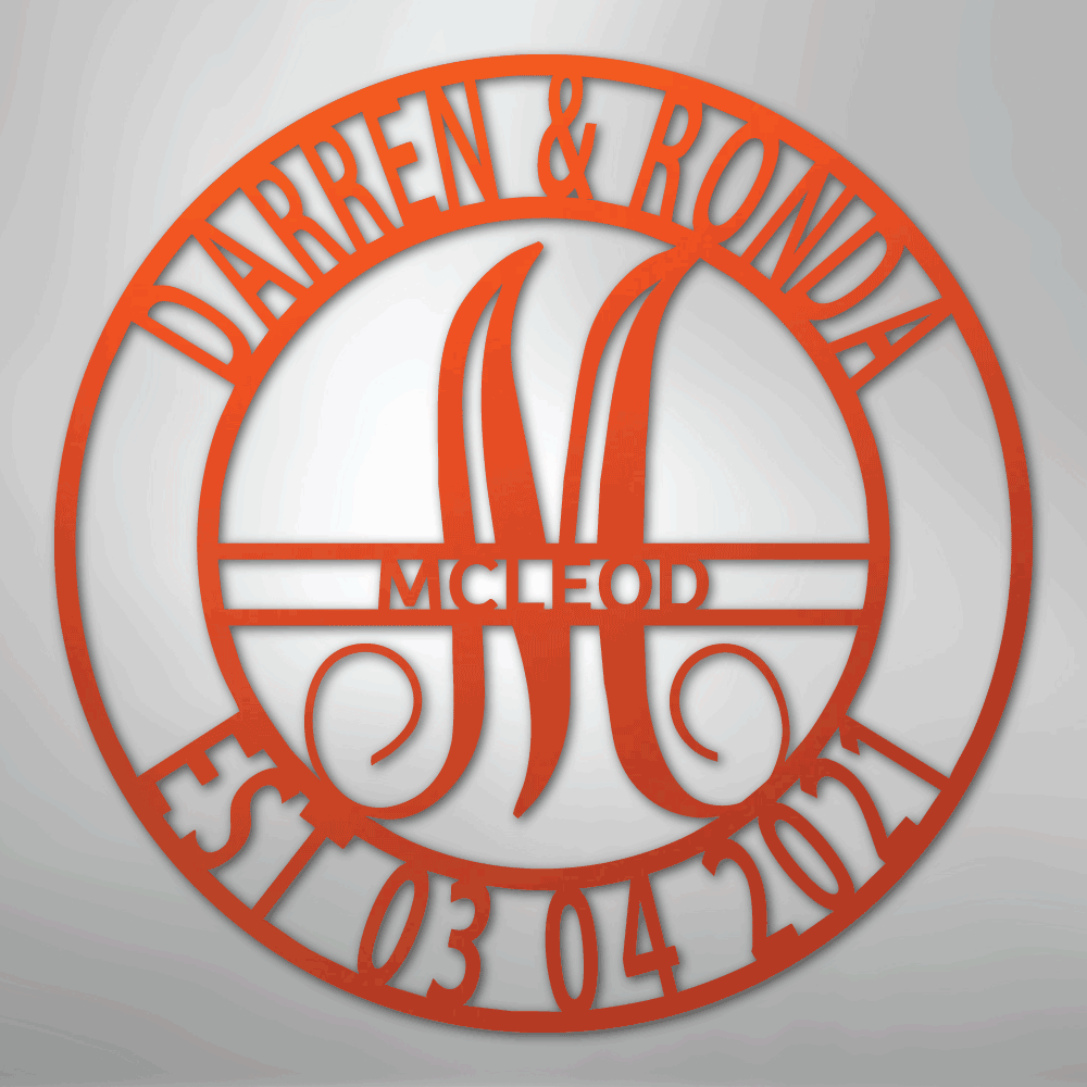 My Easy Monogram Steel Sign Orange / 24" Elaborate Name - Steel Sign