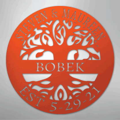 My Easy Monogram Steel Sign Orange / 24" Elaborate Tree Of Life - Steel Sign