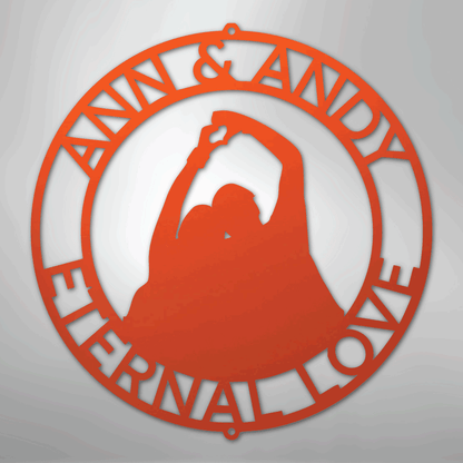 My Easy Monogram Steel Sign Orange / 24" Eternal Love Couple Silhouette Monogram - Steel Sign