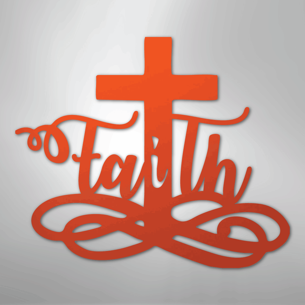 My Easy Monogram Steel Sign Orange / 24" Faith Cross - Steel Sign