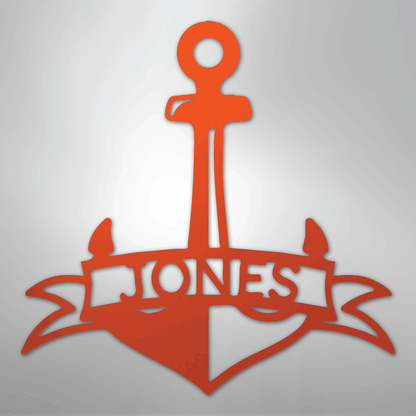 My Easy Monogram Steel Sign Orange / 24" Fancy Anchor Banner - Steel Sign