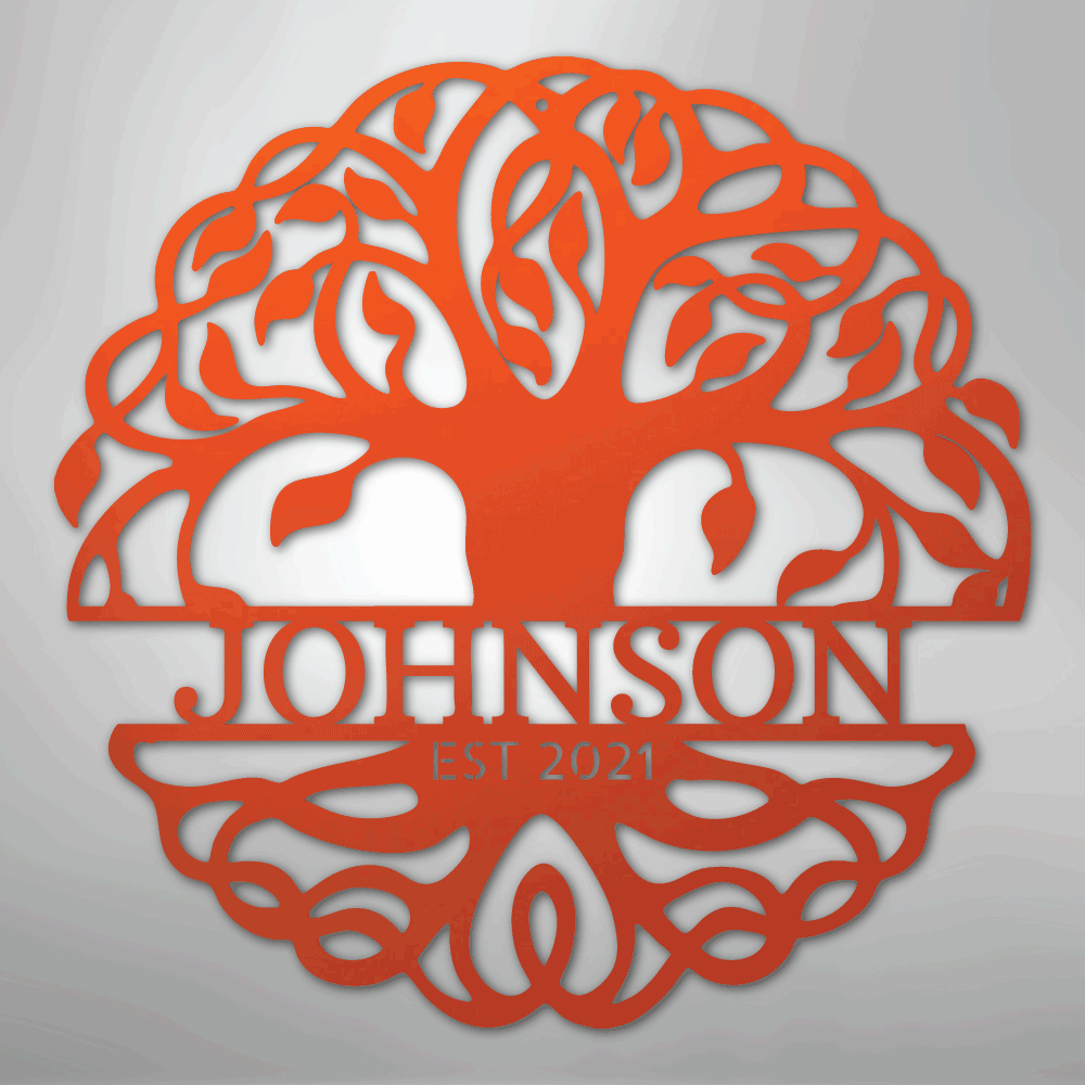 My Easy Monogram Steel Sign Orange / 24" Fancy Tree of Life Monogram - Steel Sign