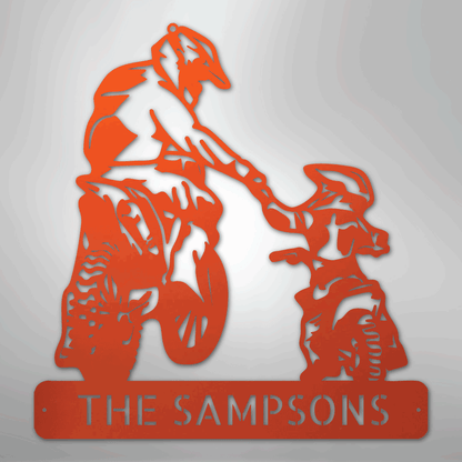 My Easy Monogram Steel Sign Orange / 24" Father and Son Motorcross Monogram - Steel Sign