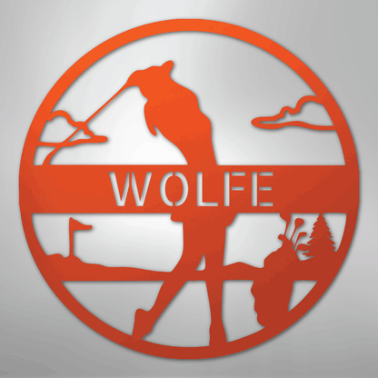 My Easy Monogram Steel Sign Orange / 24" Female Golfer Monogram - Steel Sign