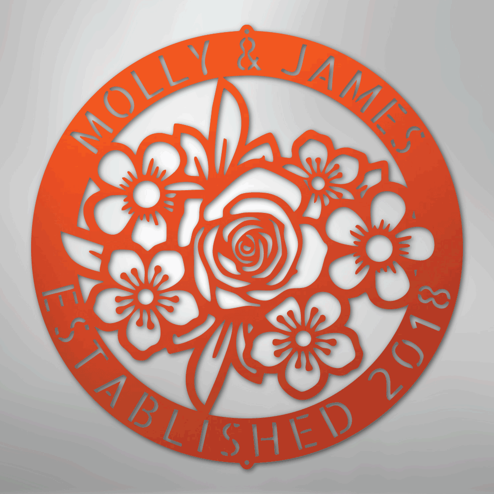 My Easy Monogram Steel Sign Orange / 24" Floral Ring Monogram - Steel Sign