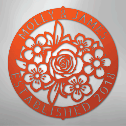 My Easy Monogram Steel Sign Orange / 24" Floral Ring Monogram - Steel Sign