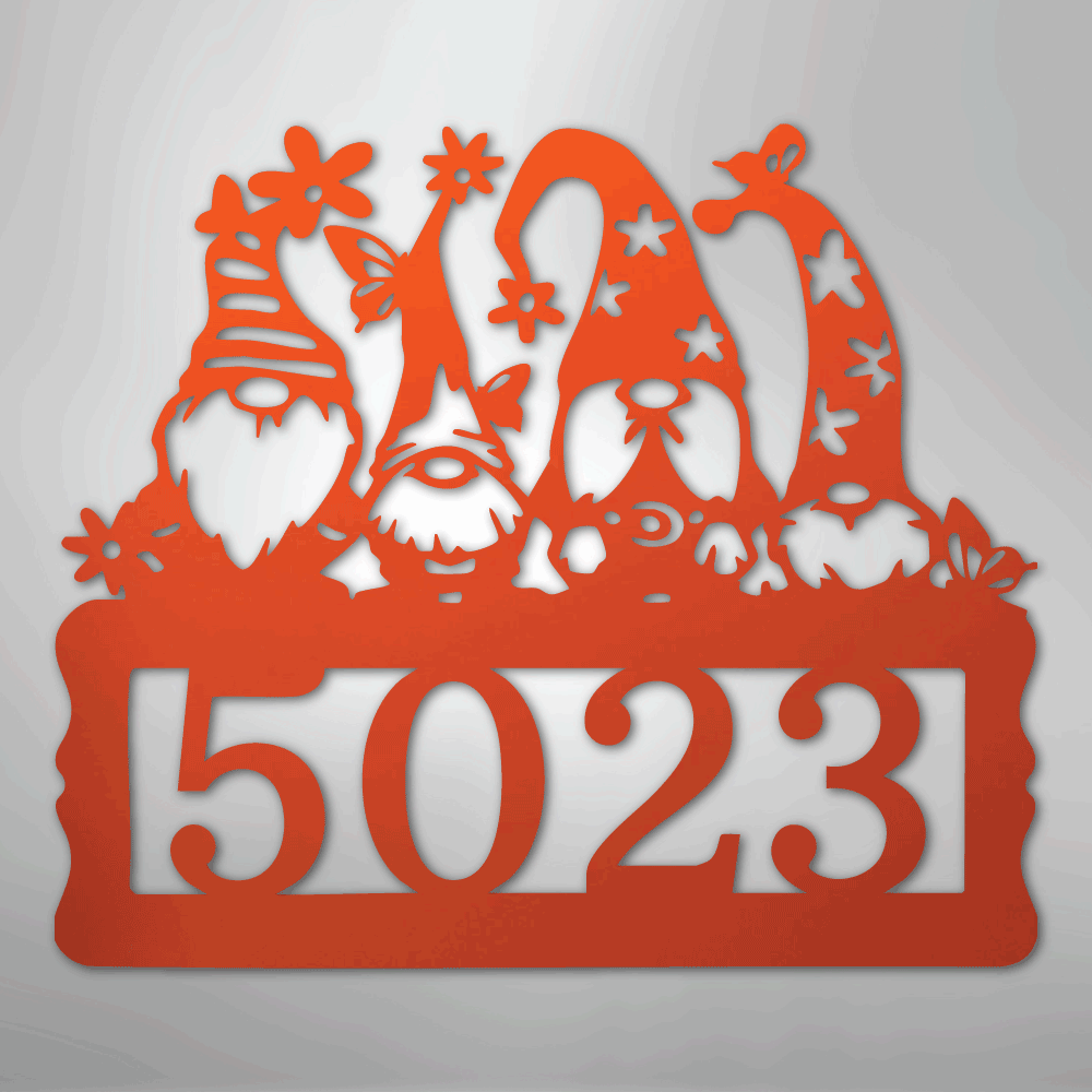 My Easy Monogram Steel Sign Orange / 24" Gnome Address Sign - Steel Sign