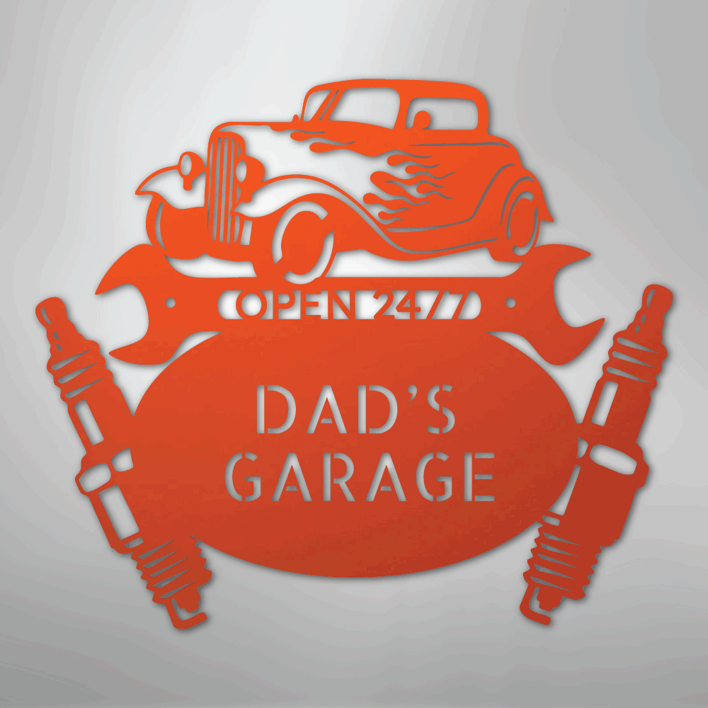 My Easy Monogram Steel Sign Orange / 24" Hot Rod Mechanic Monogram - Steel Sign