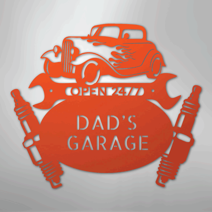 My Easy Monogram Steel Sign Orange / 24" Hot Rod Mechanic Monogram - Steel Sign