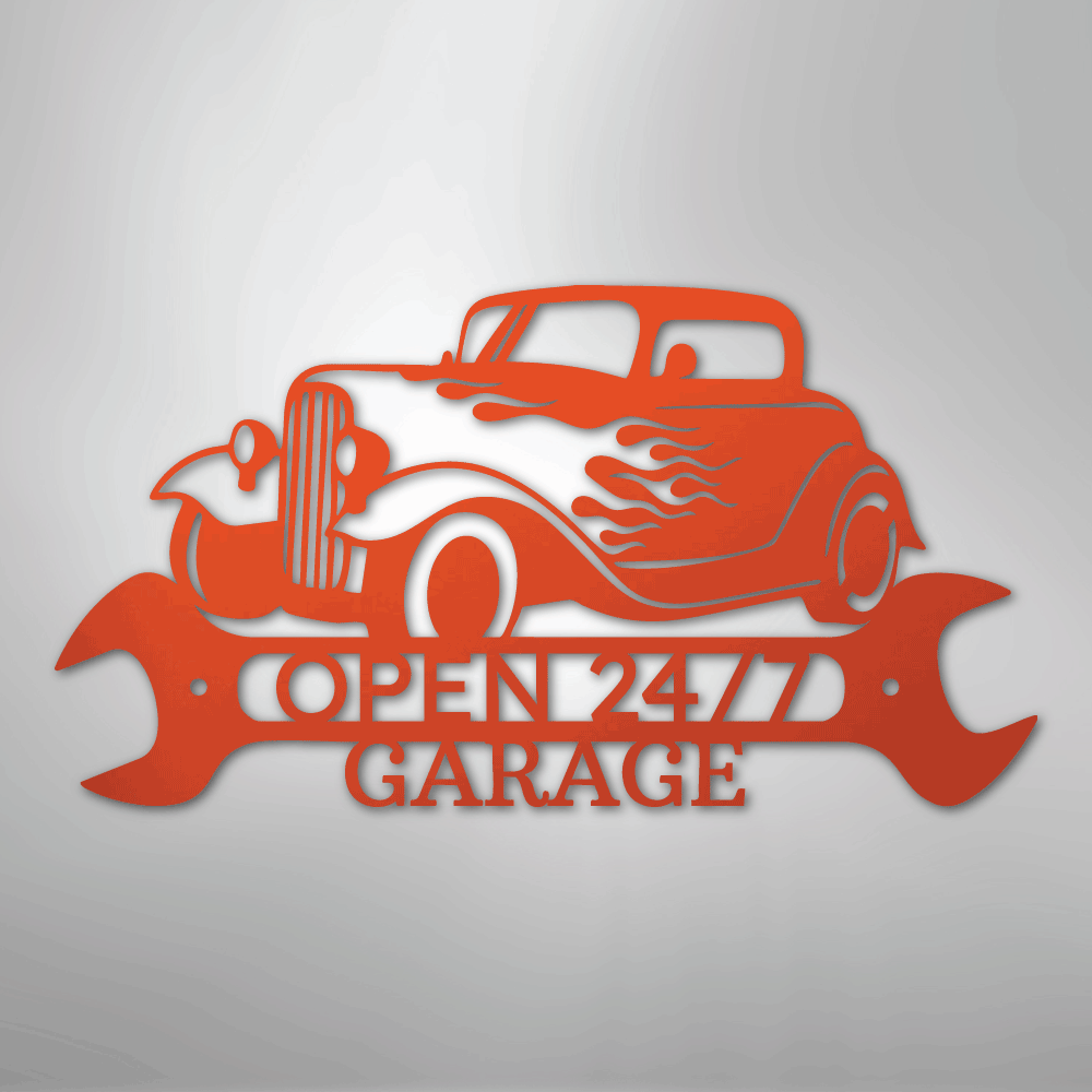 My Easy Monogram Steel Sign Orange / 24" Hot Rod Shop Monogram - Steel Sign