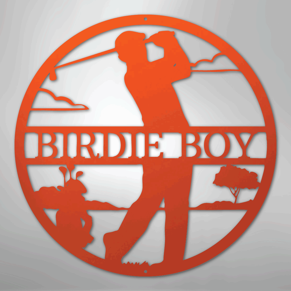My Easy Monogram Steel Sign Orange / 24" Male Golfer Monogram - Steel Sign