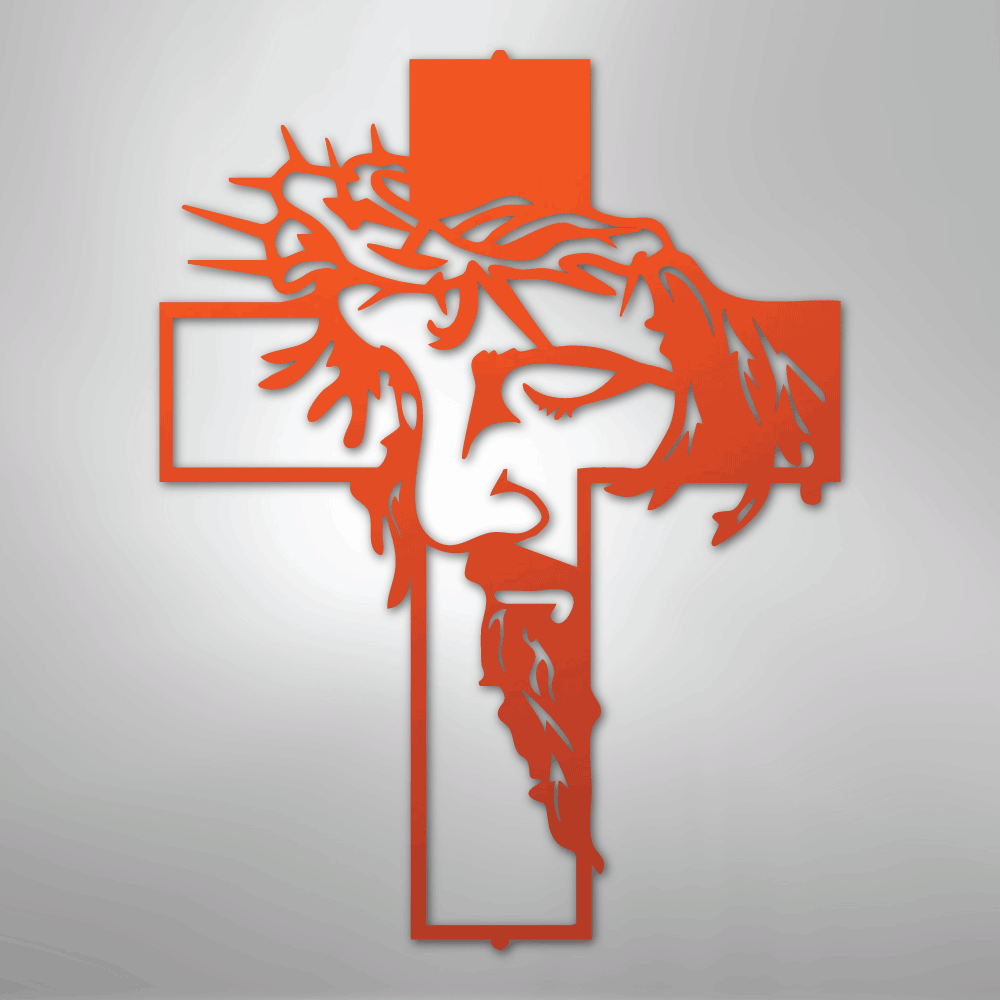 My Easy Monogram Steel Sign Orange / 24" Metal Christ Cross - Steel Sign