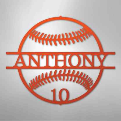 My Easy Monogram Steel Sign Orange / 24" Name and Number Baseball - Metal Sign