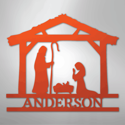 My Easy Monogram Steel Sign Orange / 24" Nativity Simple Monogram - Steel Sign