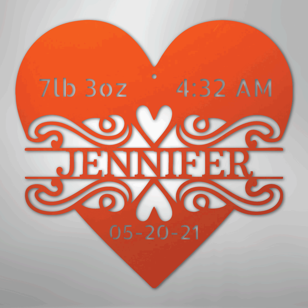 My Easy Monogram Steel Sign Orange / 24" Newborn Love Monogram - Steel Sign
