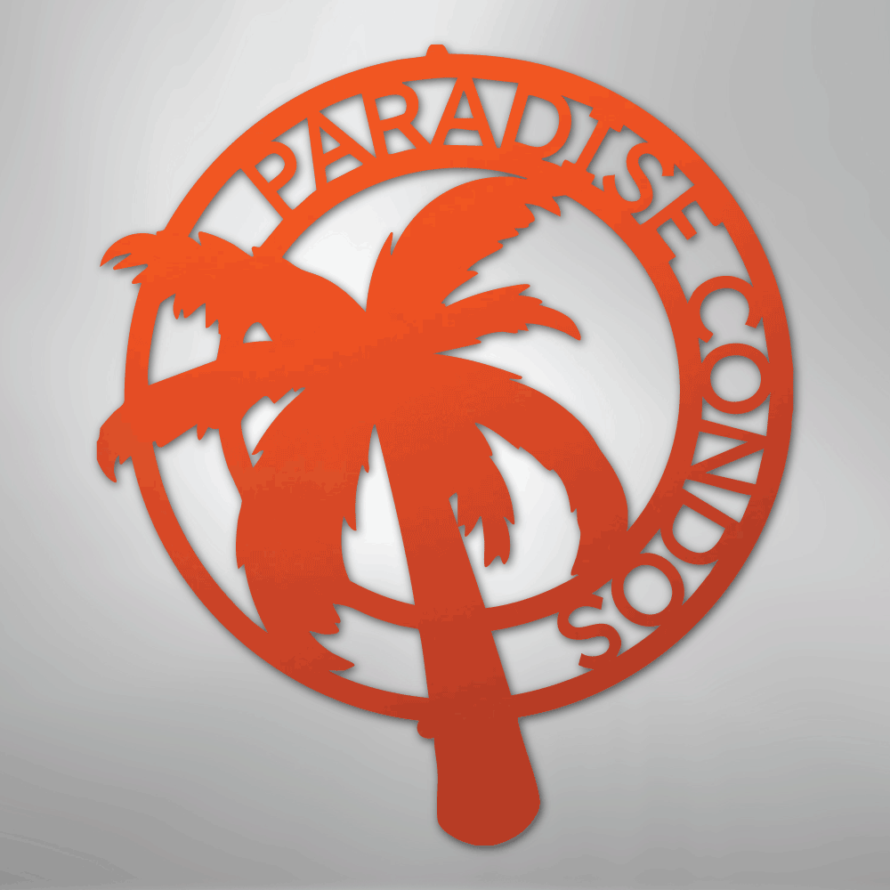 My Easy Monogram Steel Sign Orange / 24" Palm Tree Monogram - Steel Sign