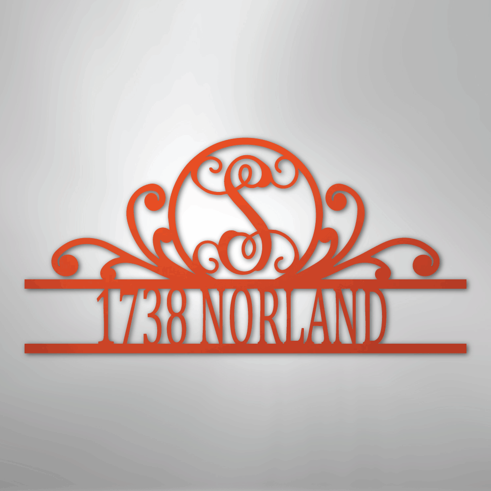 My Easy Monogram Steel Sign Orange / 24" Scroll Family Name Monogram - Steel Sign