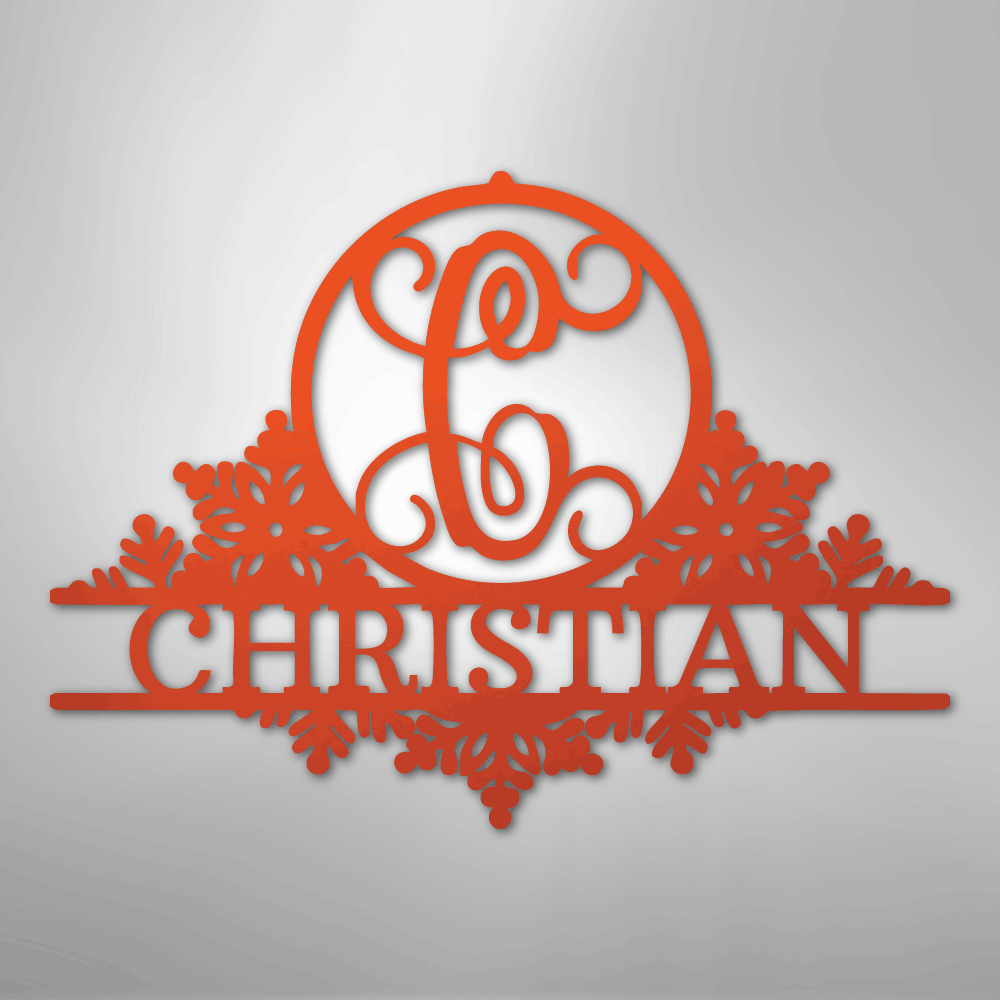 My Easy Monogram Steel Sign Orange / 24" Snowfall Initial Monogram - Steel Sign