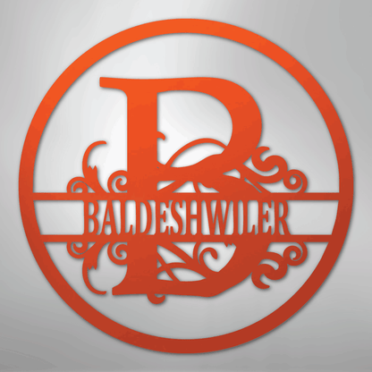 My Easy Monogram Steel Sign Orange / 24" Split Circle Monogram - Steel Sign