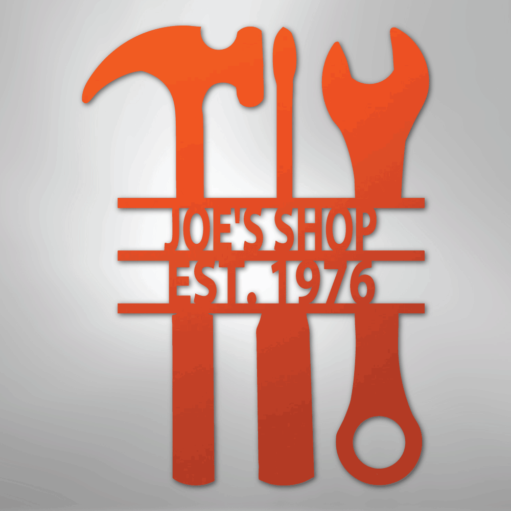 My Easy Monogram Steel Sign Orange / 24" The Garage - Steel Sign