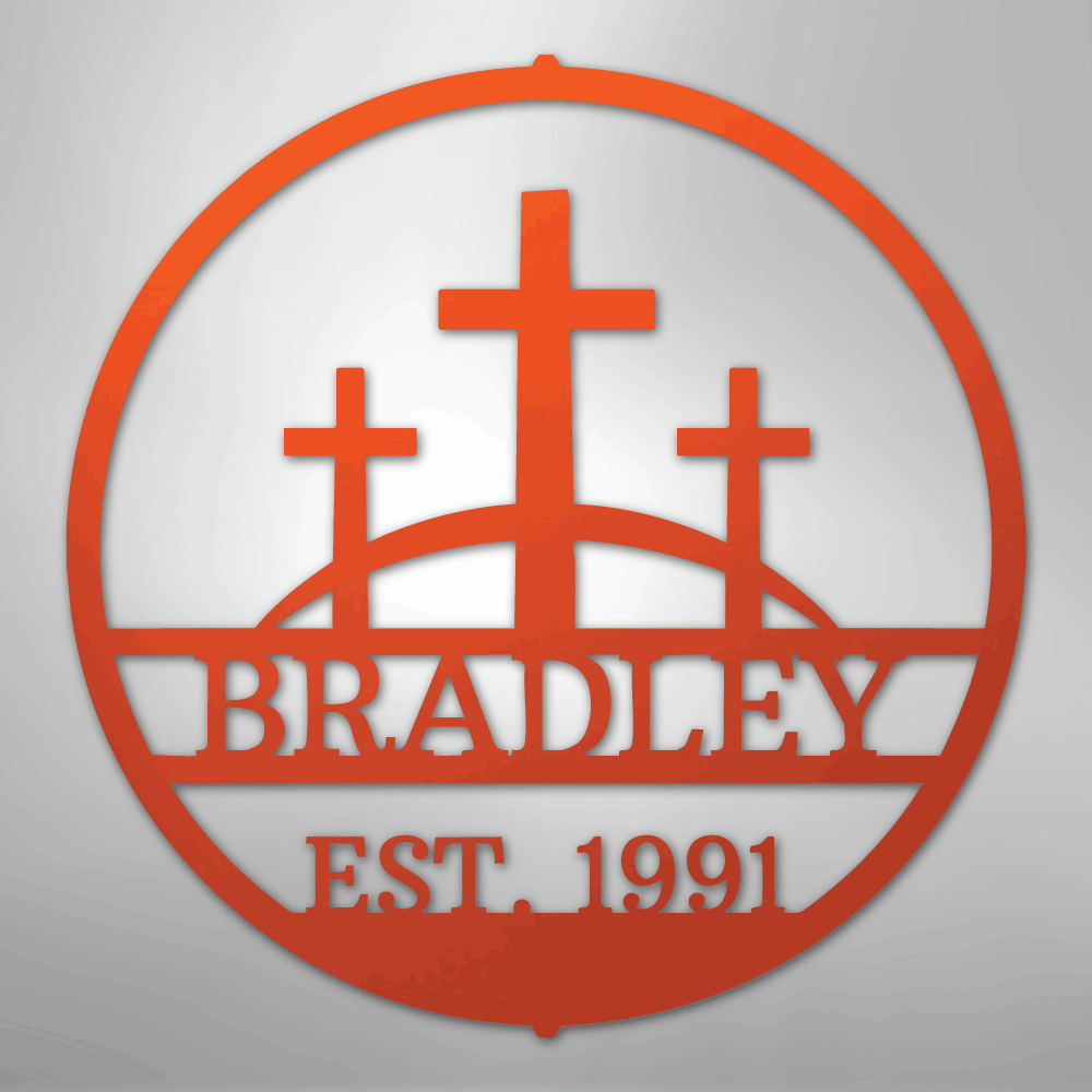 My Easy Monogram Steel Sign Orange / 24" Three Crosses Monogram - Steel Sign