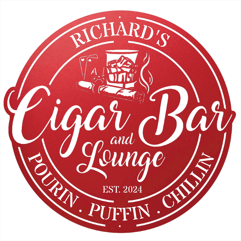 My Easy Monogram Steel Sign Personalized Cigar Bar Sign for Stylish Decor