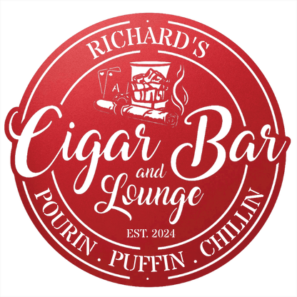 My Easy Monogram Steel Sign Personalized Cigar Bar Sign for Stylish Decor