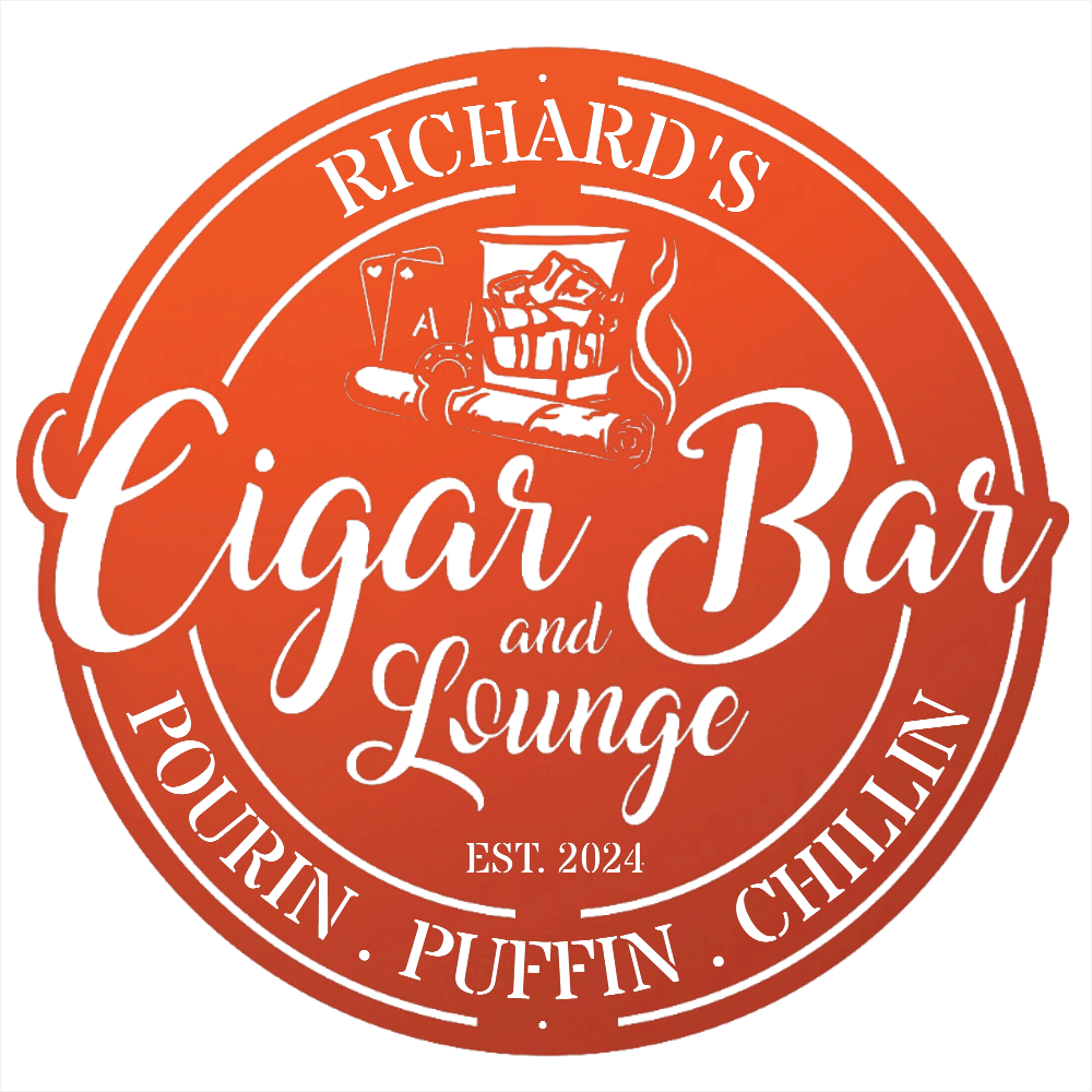 My Easy Monogram Steel Sign Personalized Cigar Bar Sign for Stylish Decor
