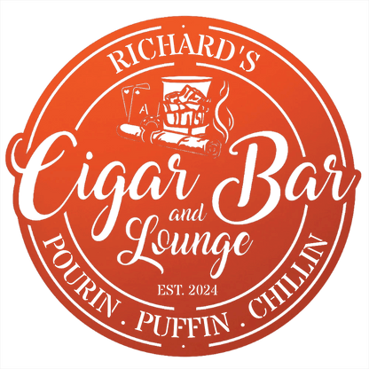 My Easy Monogram Steel Sign Personalized Cigar Bar Sign for Stylish Decor