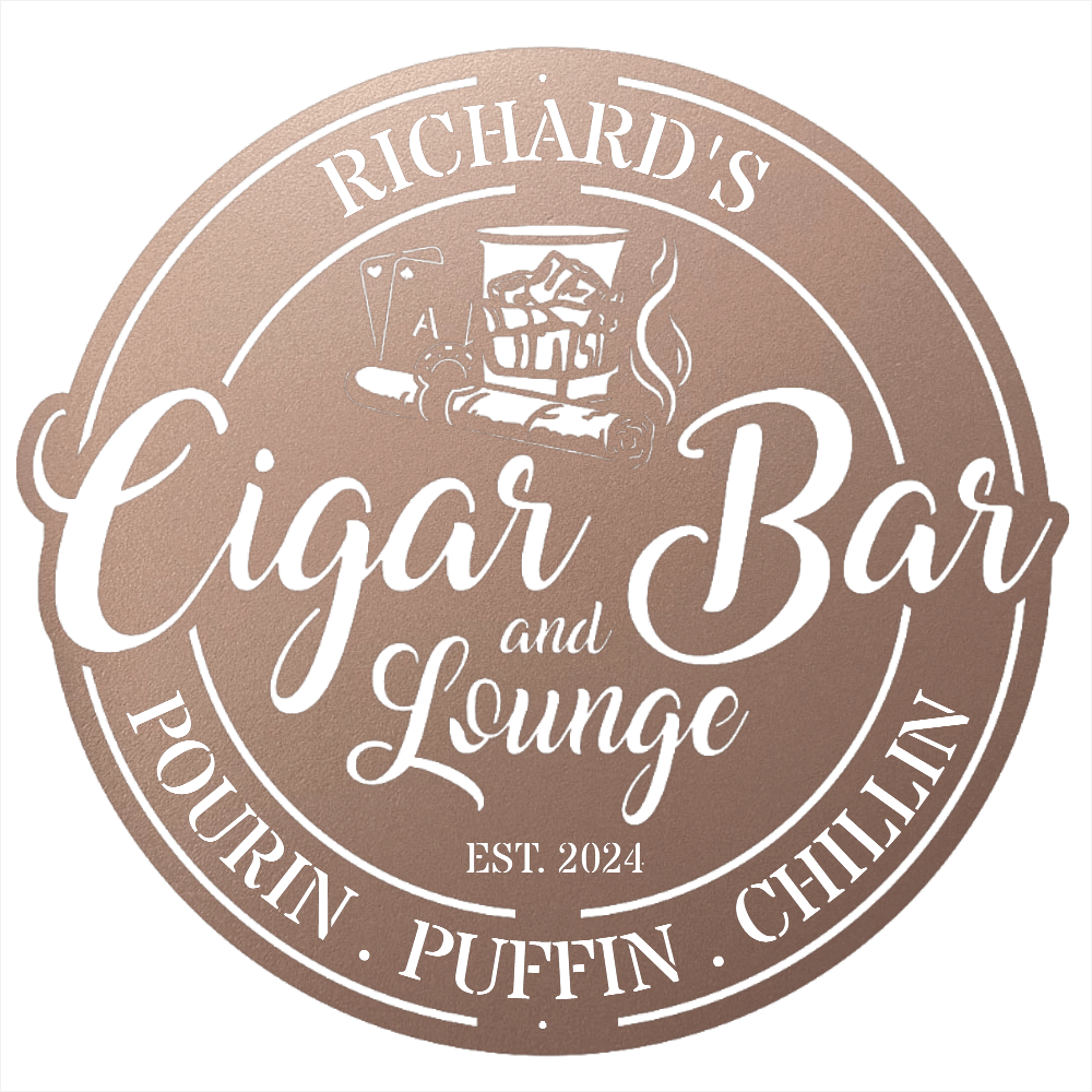 My Easy Monogram Steel Sign Personalized Cigar Bar Sign for Stylish Decor