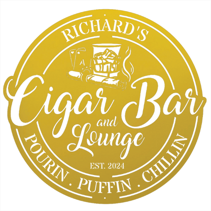 My Easy Monogram Steel Sign Personalized Cigar Bar Sign for Stylish Decor