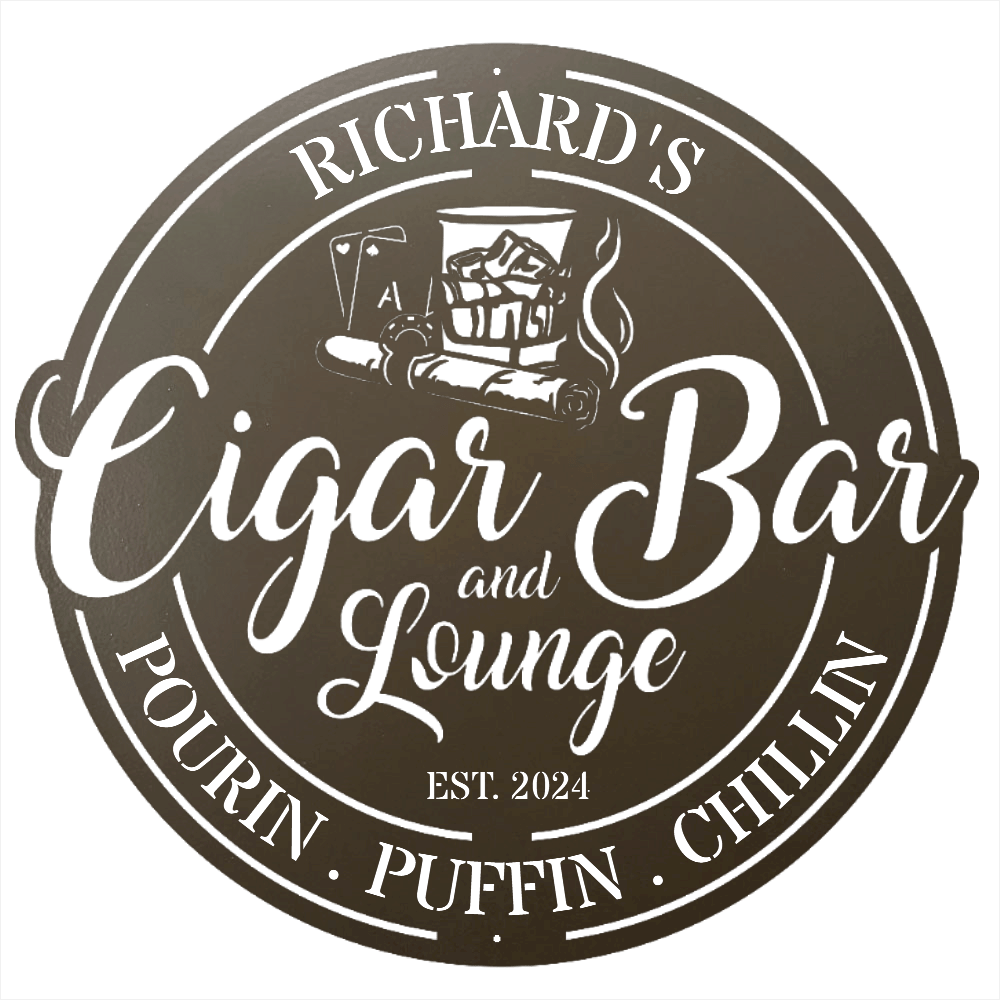 My Easy Monogram Steel Sign Personalized Cigar Bar Sign for Stylish Decor