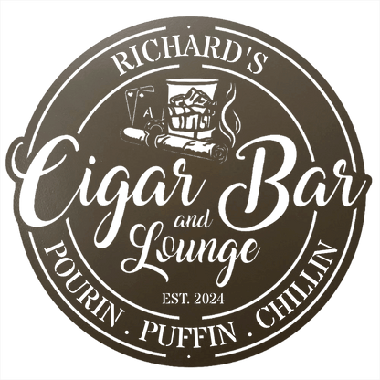 My Easy Monogram Steel Sign Personalized Cigar Bar Sign for Stylish Decor