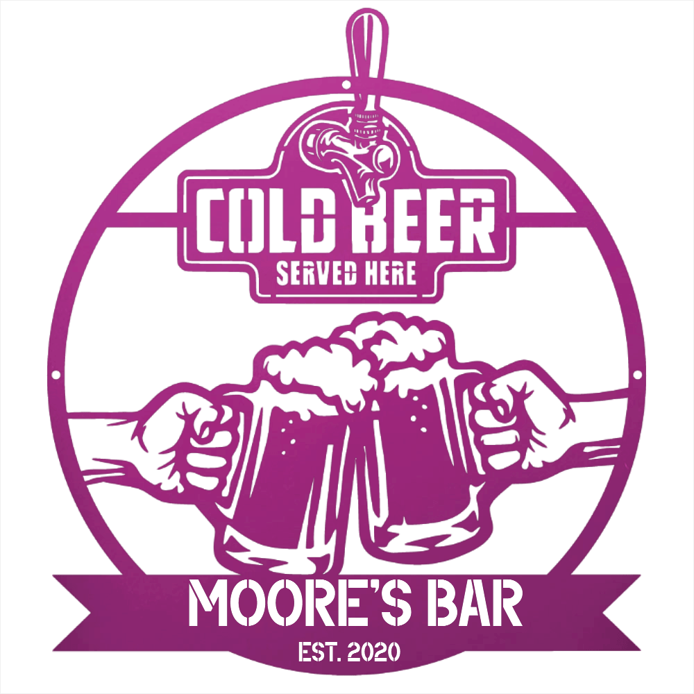 My Easy Monogram Steel Sign Personalized Cold Beer Cheers Metal Wall Art