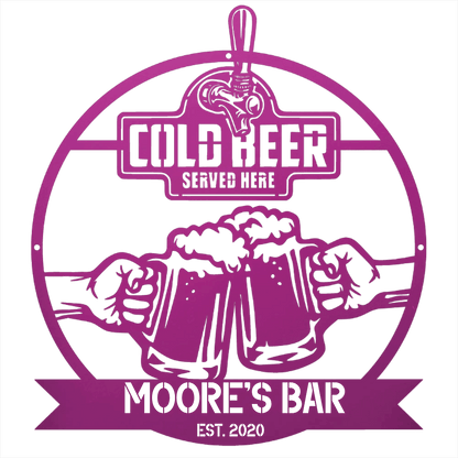 My Easy Monogram Steel Sign Personalized Cold Beer Cheers Metal Wall Art