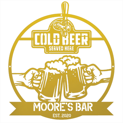 My Easy Monogram Steel Sign Personalized Cold Beer Cheers Metal Wall Art