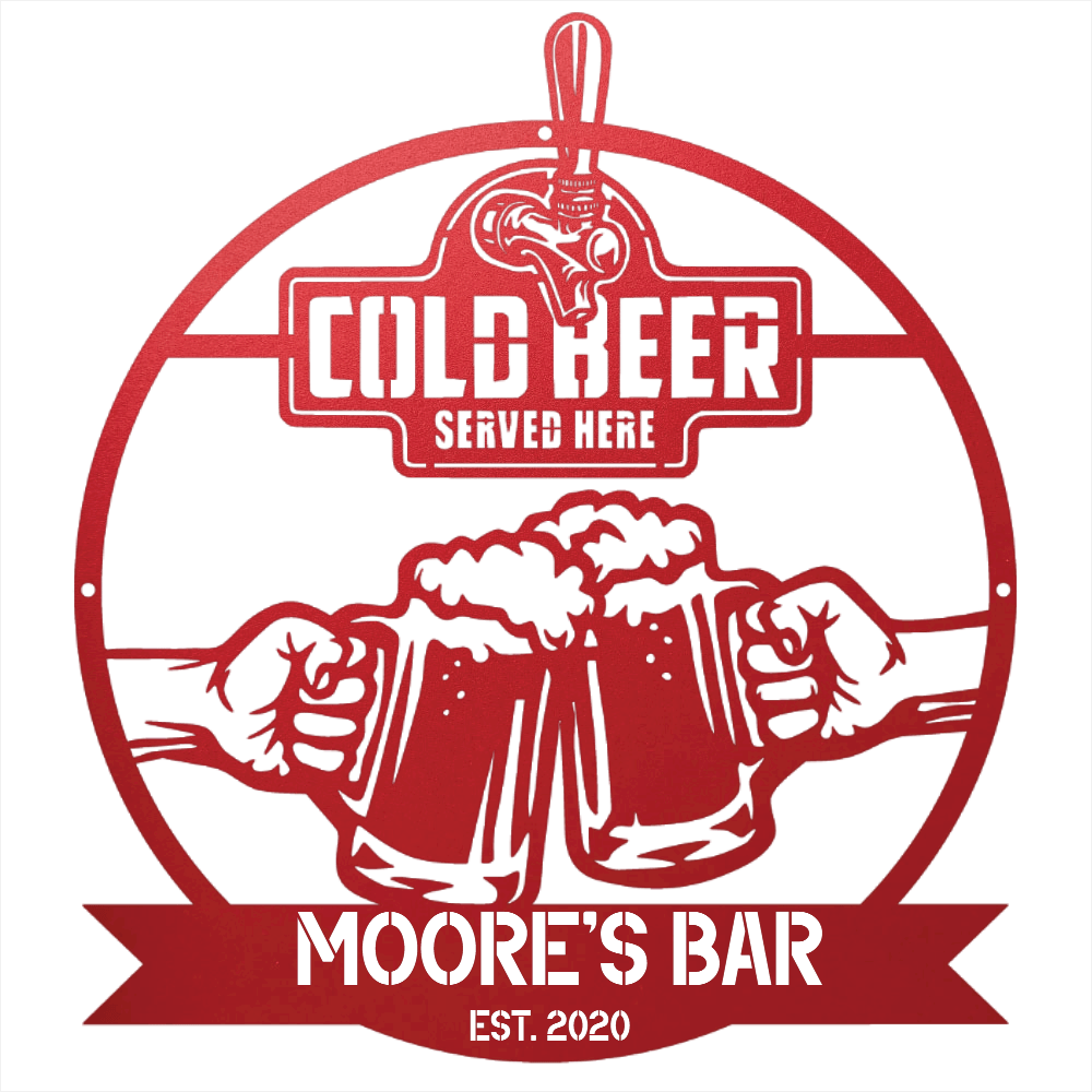 My Easy Monogram Steel Sign Personalized Cold Beer Cheers Metal Wall Art