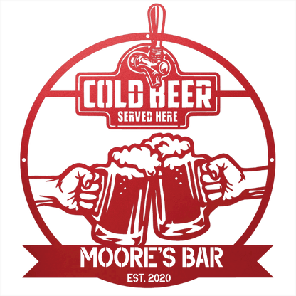 My Easy Monogram Steel Sign Personalized Cold Beer Cheers Metal Wall Art