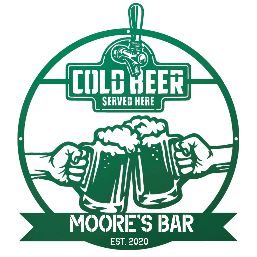 My Easy Monogram Steel Sign Personalized Cold Beer Cheers Metal Wall Art