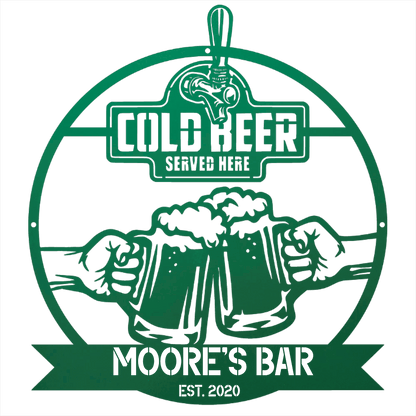 My Easy Monogram Steel Sign Personalized Cold Beer Cheers Metal Wall Art