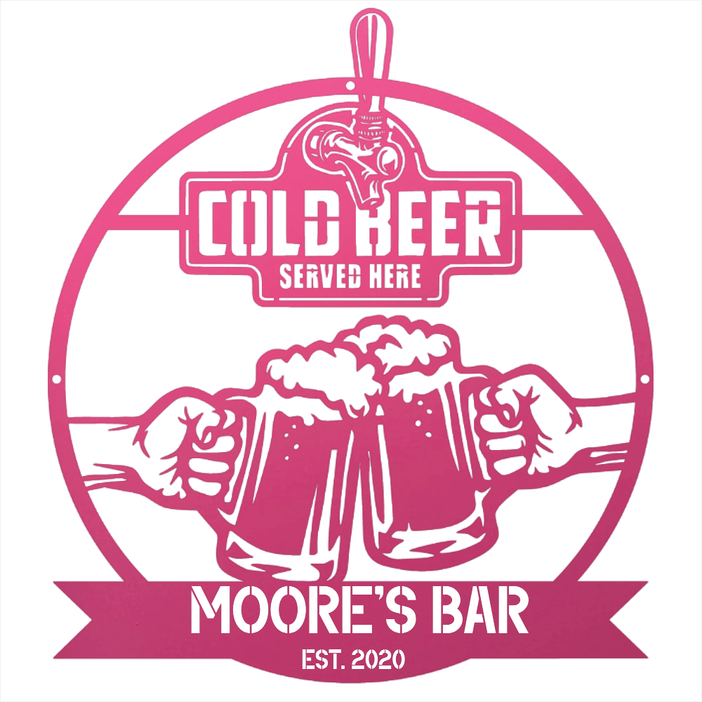 My Easy Monogram Steel Sign Personalized Cold Beer Cheers Metal Wall Art