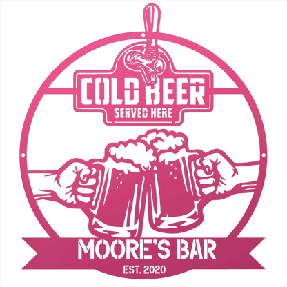 My Easy Monogram Steel Sign Personalized Cold Beer Cheers Metal Wall Art