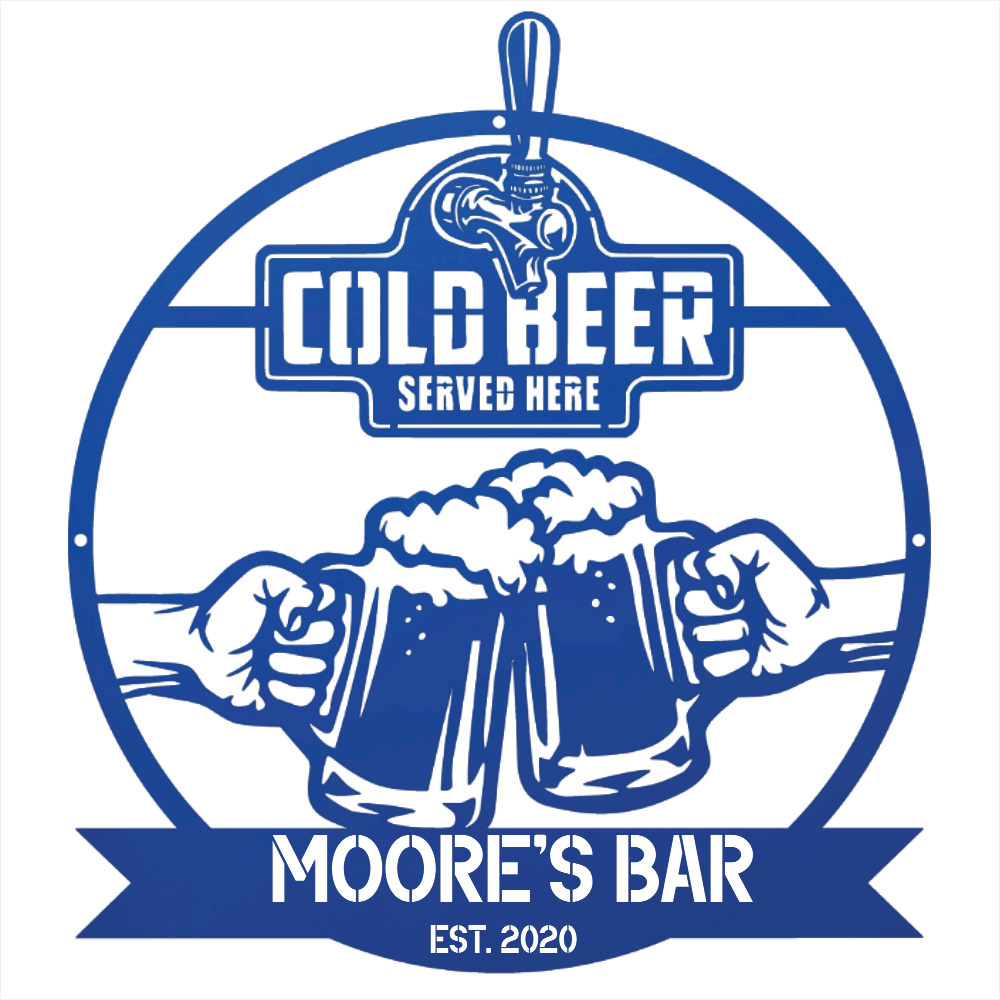 My Easy Monogram Steel Sign Personalized Cold Beer Cheers Metal Wall Art