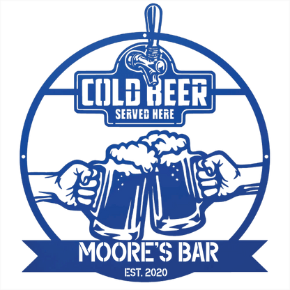 My Easy Monogram Steel Sign Personalized Cold Beer Cheers Metal Wall Art