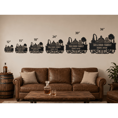My Easy Monogram Steel Sign Personalized Distillery Barrel Room Metal Wall Art