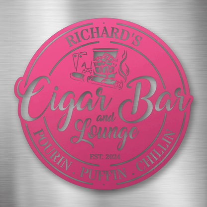 My Easy Monogram Steel Sign Pink / 12 Cigar Bar and Lounge - Steel Sign