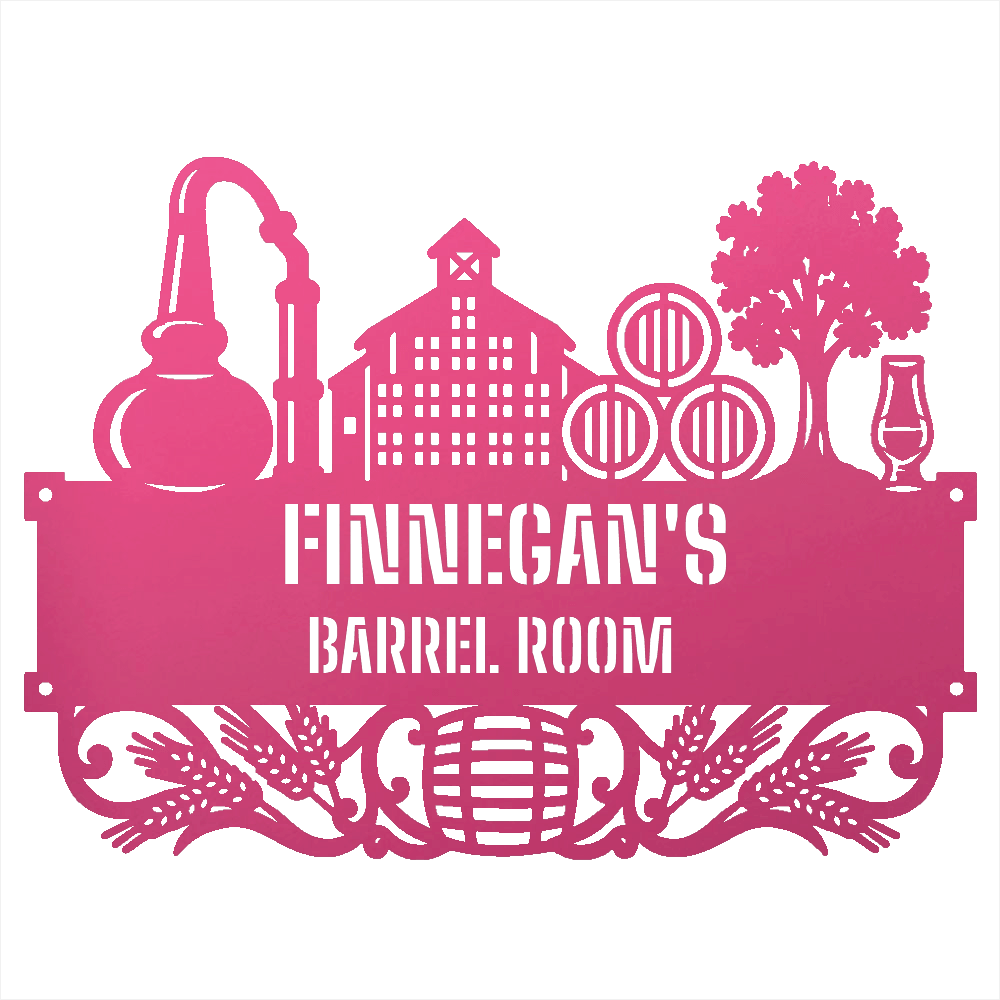 My Easy Monogram Steel Sign Pink / 12 Personalized Distillery Barrel Room Metal Wall Art